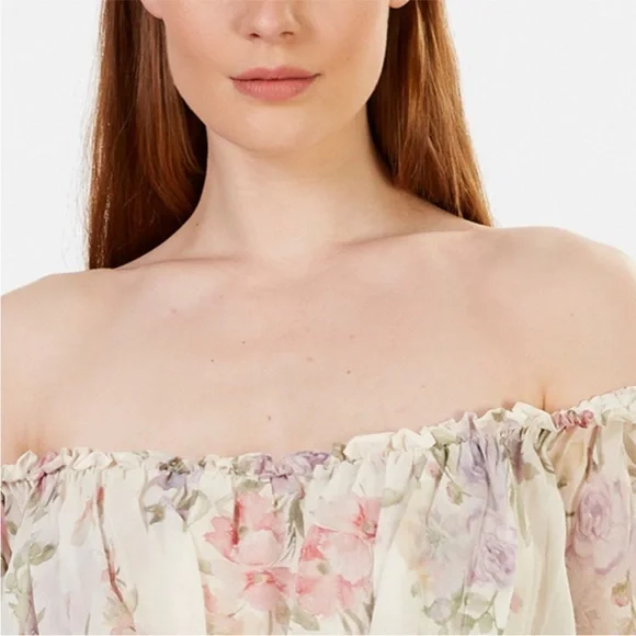 LoveShackFancy Plum maxi tiered off the shoulder silk Dress Size 4 - Picture 5 of 16